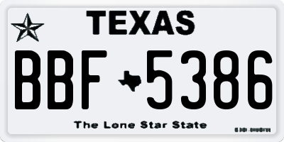 TX license plate BBF5386