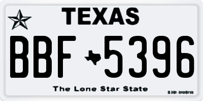 TX license plate BBF5396