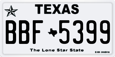 TX license plate BBF5399