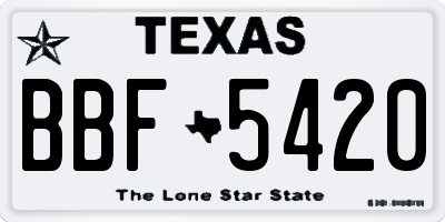 TX license plate BBF5420