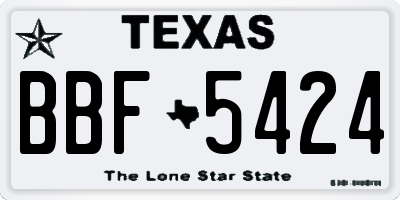TX license plate BBF5424