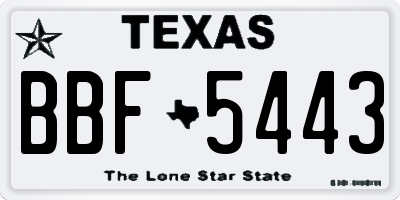 TX license plate BBF5443