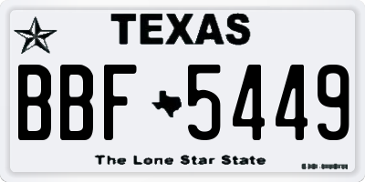 TX license plate BBF5449