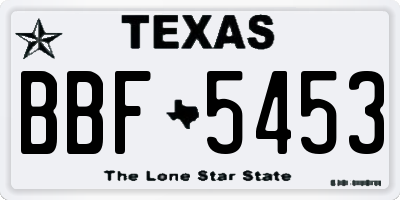 TX license plate BBF5453