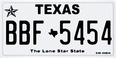 TX license plate BBF5454