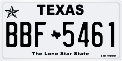 TX license plate BBF5461