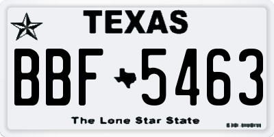 TX license plate BBF5463