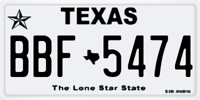 TX license plate BBF5474