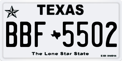 TX license plate BBF5502