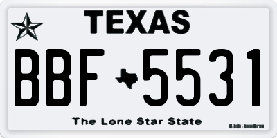 TX license plate BBF5531