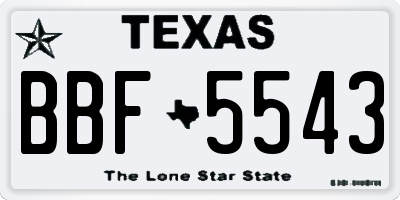 TX license plate BBF5543