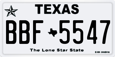 TX license plate BBF5547