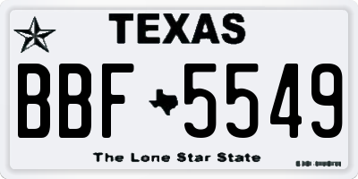 TX license plate BBF5549