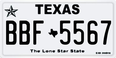 TX license plate BBF5567