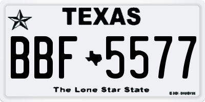 TX license plate BBF5577