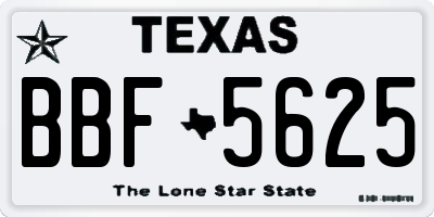 TX license plate BBF5625