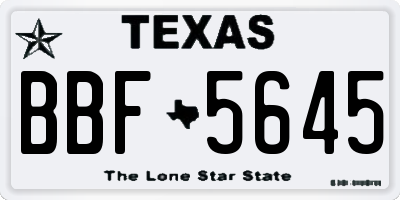 TX license plate BBF5645