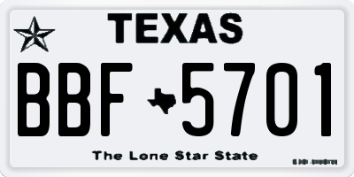 TX license plate BBF5701
