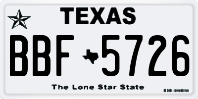 TX license plate BBF5726