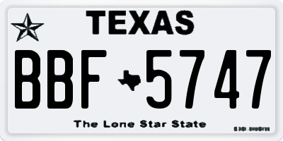 TX license plate BBF5747