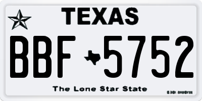 TX license plate BBF5752