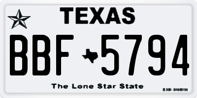 TX license plate BBF5794