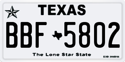 TX license plate BBF5802