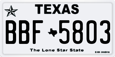 TX license plate BBF5803