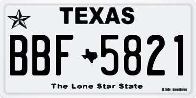 TX license plate BBF5821