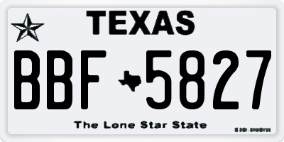 TX license plate BBF5827
