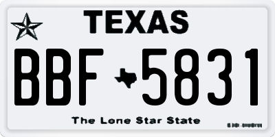 TX license plate BBF5831