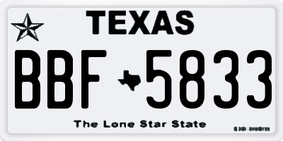 TX license plate BBF5833