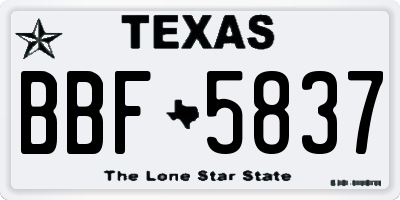 TX license plate BBF5837