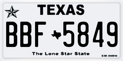 TX license plate BBF5849