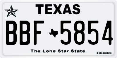 TX license plate BBF5854