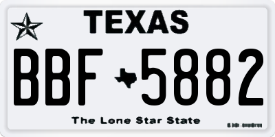 TX license plate BBF5882