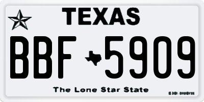 TX license plate BBF5909