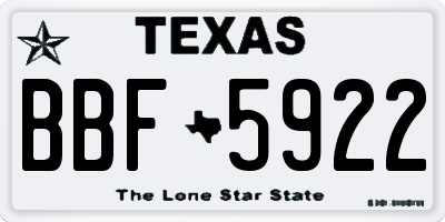 TX license plate BBF5922