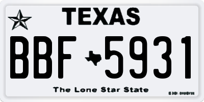 TX license plate BBF5931