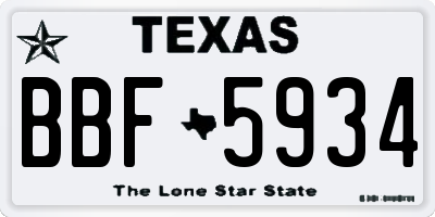 TX license plate BBF5934