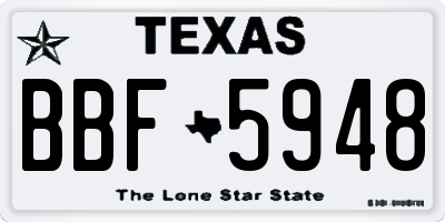 TX license plate BBF5948