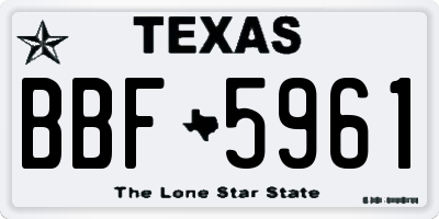 TX license plate BBF5961