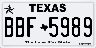 TX license plate BBF5989