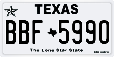 TX license plate BBF5990