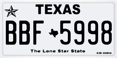 TX license plate BBF5998