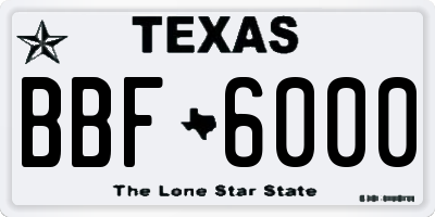 TX license plate BBF6000