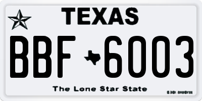 TX license plate BBF6003