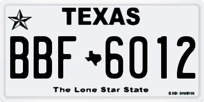TX license plate BBF6012
