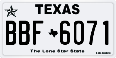 TX license plate BBF6071