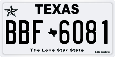 TX license plate BBF6081
